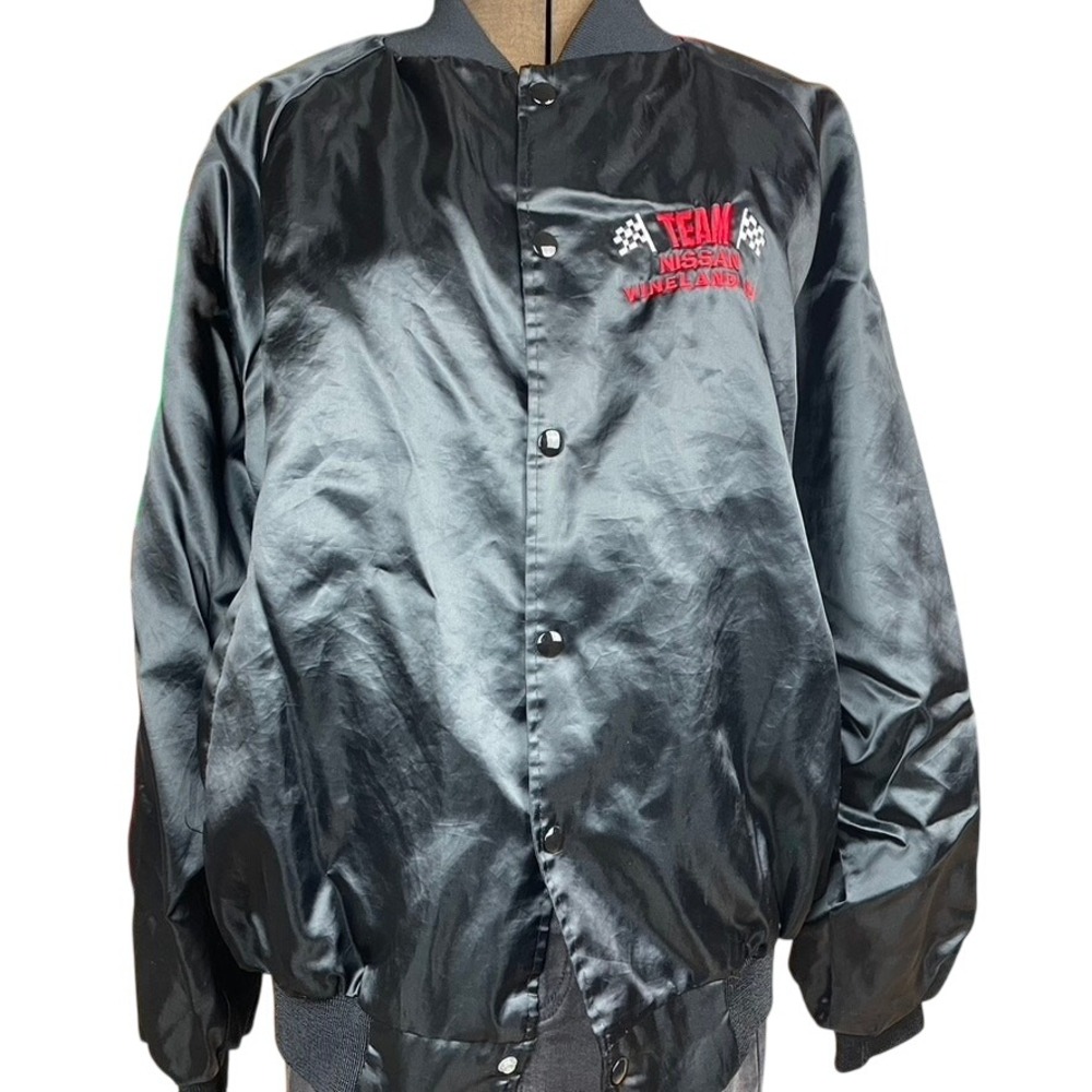 NISSAN Team Racing‎ Jacket Satin Bomber Mens (XL) Nascar Lined Pockets USA